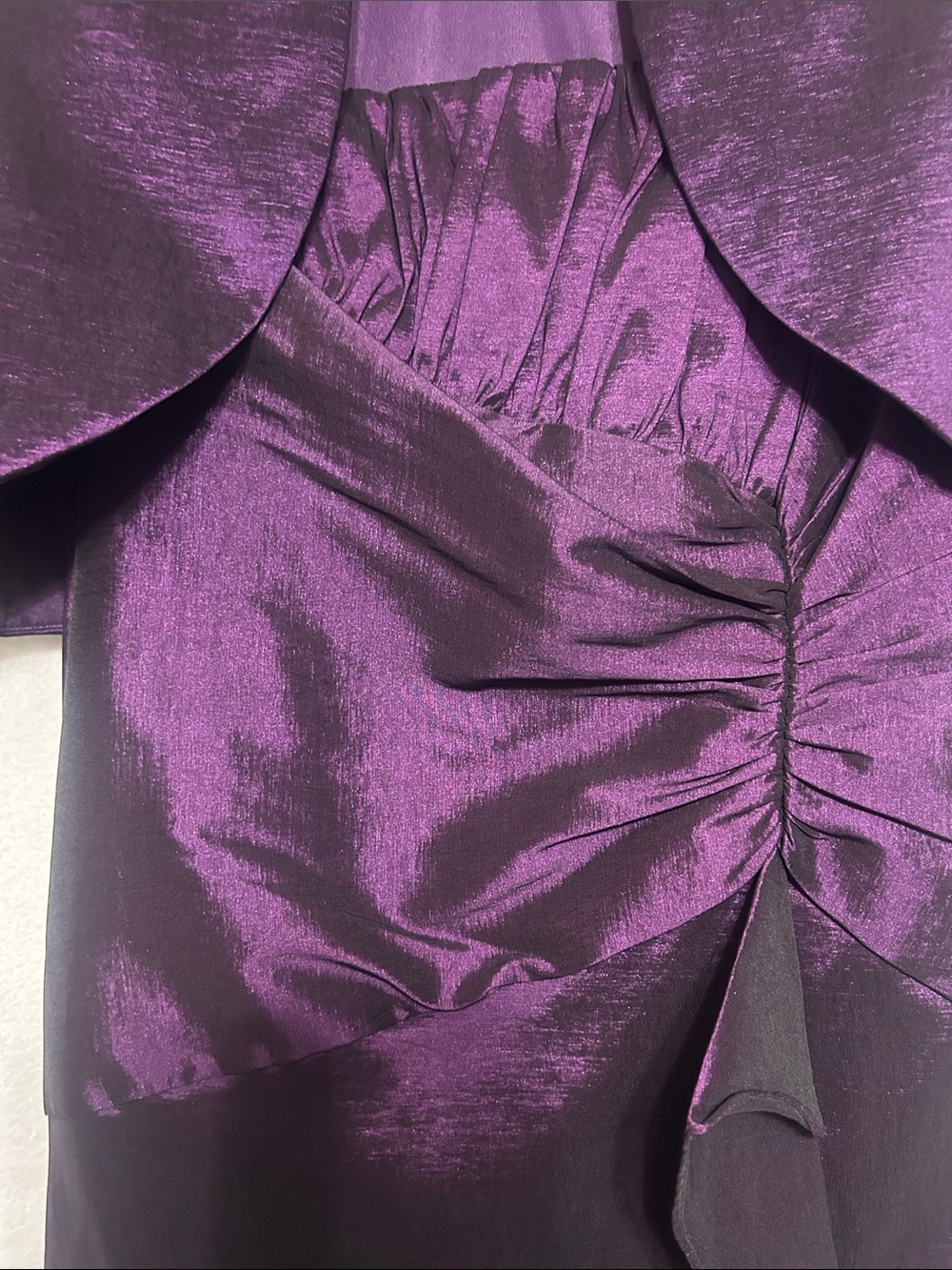 R & M Richards Purple Satin Ruffle Sheath Dress with Bolero - Picture 6 of 13